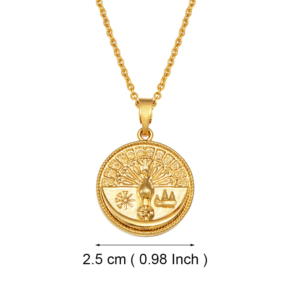 Yezidi Lalish Peacock Pendant Necklaces Stainless Steel