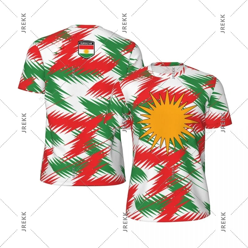 Kurdish Flag Print T-shirt For Men Football Sport