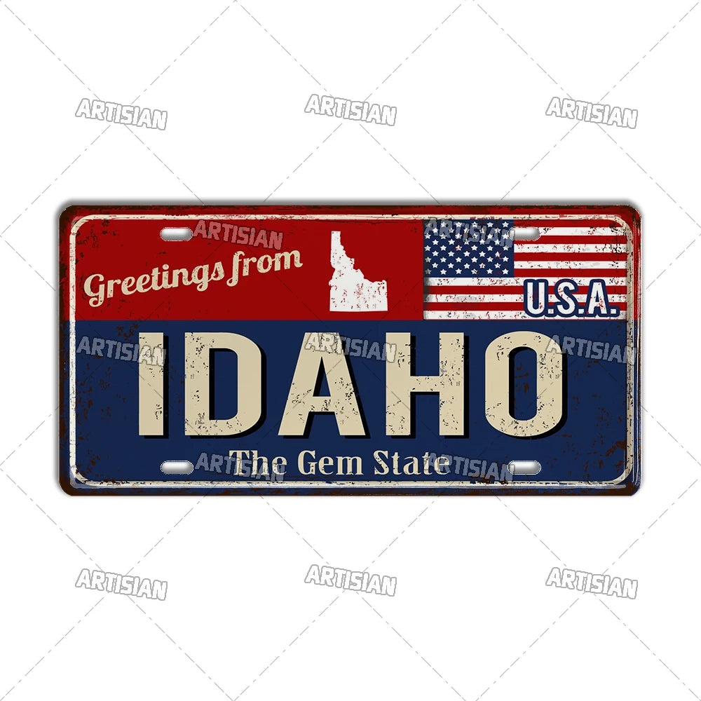 Greeting from USA States Landmark License Plate