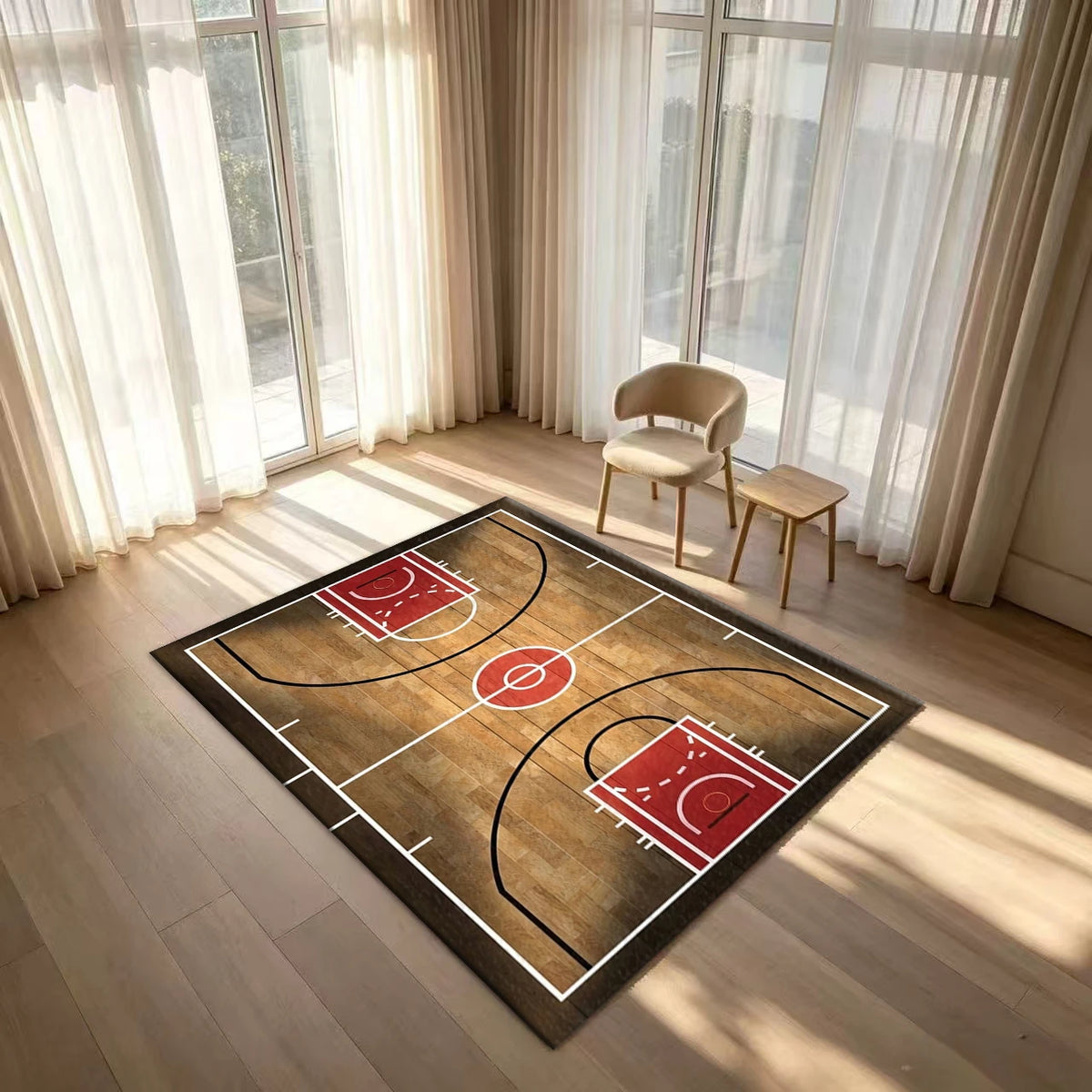Basketball Court Pattern Area Rug