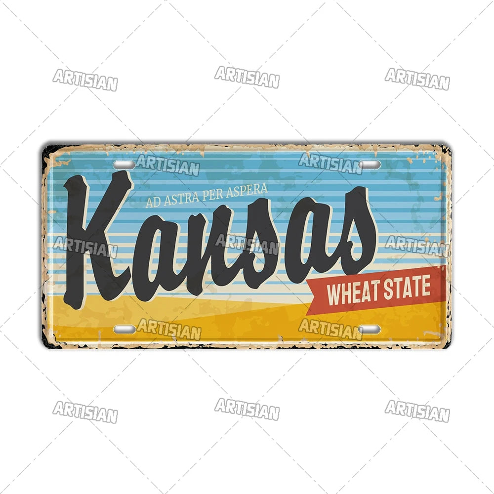 USA License Plate Landmark Metal