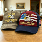 DD-214 Veteran Eagle Trucker Hat American Flag Baseball Cap