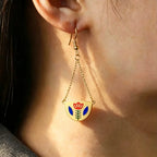 Enamel Flower Drop Earrings