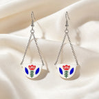 Enamel Flower Drop Earrings