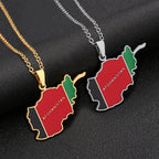 Afghanistan Map Flag Pendant Necklace