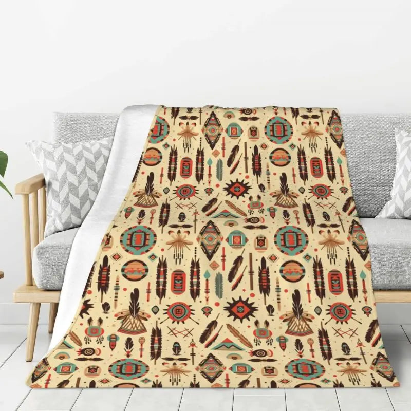 Native American Navajo Boho Aztec Pattern Blanket