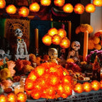 5 Ft LED Orange Marigold Lights for Day of The Dead, Halloween, and Diwali