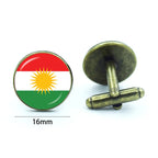 Kurdistan Flag Glass Pendant Keychain Jewelry Charm Bag Souvenir Key Ring