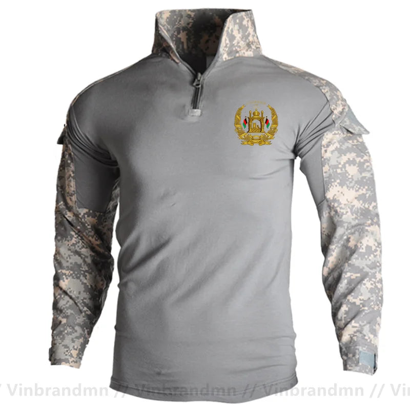 Afghan Flag Design Men's Long Sleeve Combat Uniform