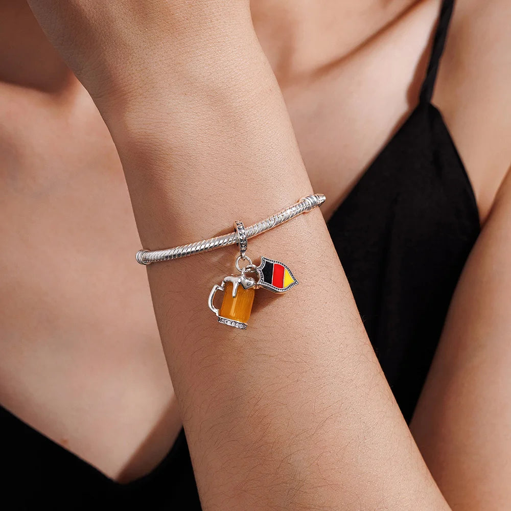 German Beer Flag Pendant Fit Bracelet