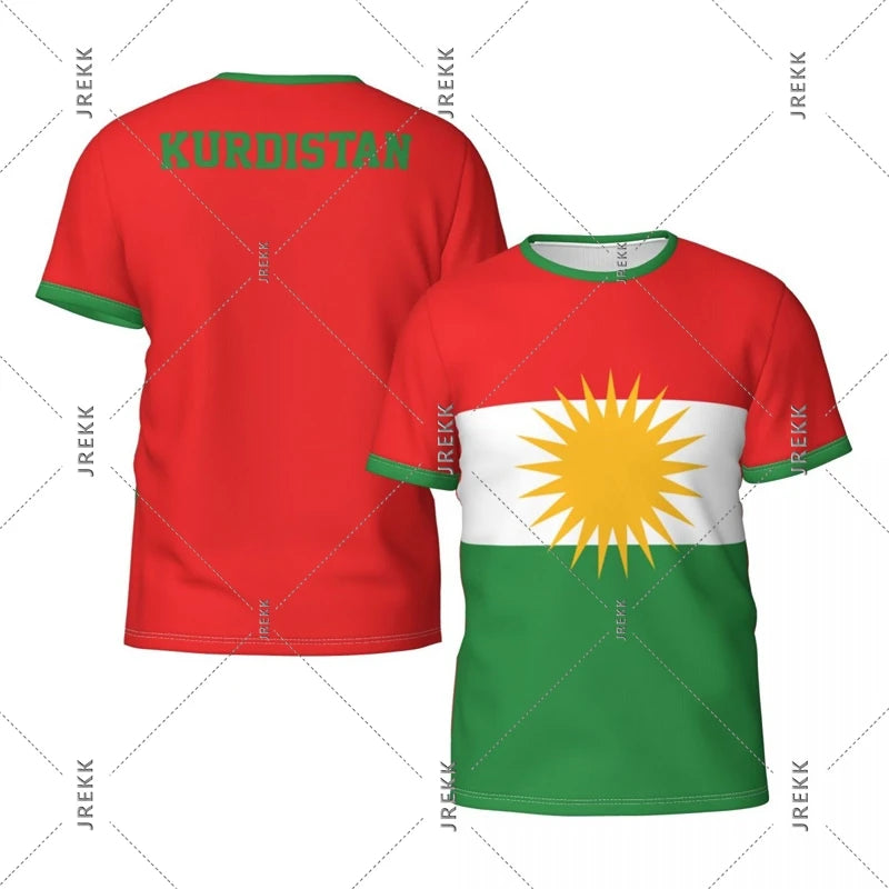 Kurdish Flag Print T-shirt For Men Football Sport