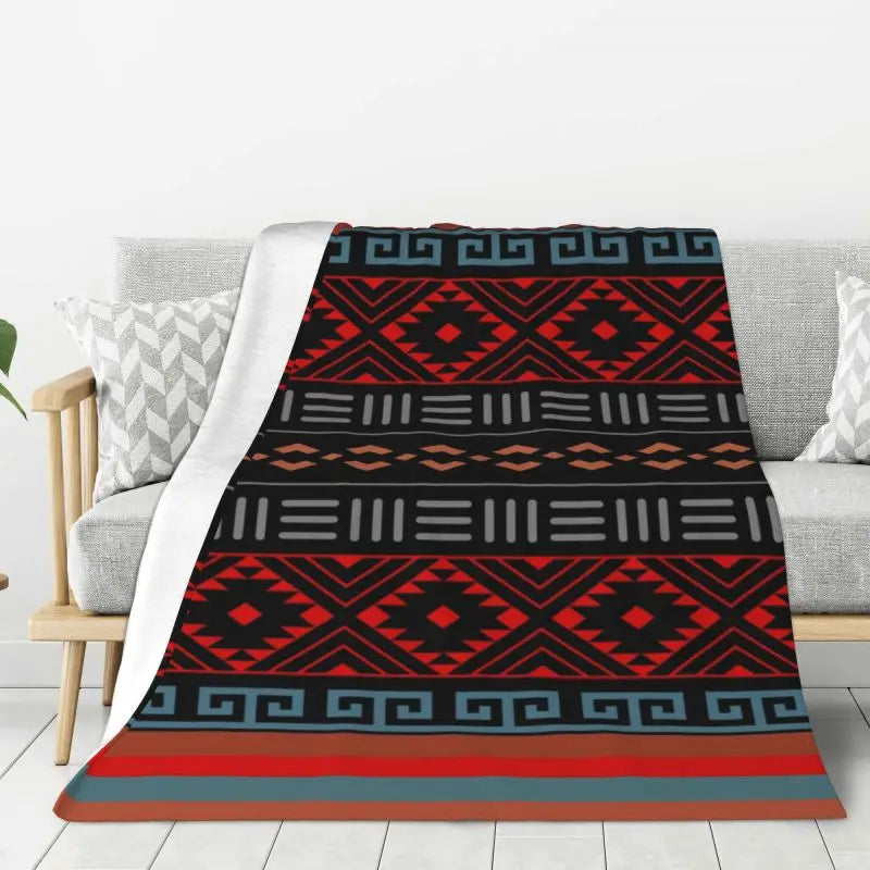 Native American Navajo Boho Aztec Pattern Blanket