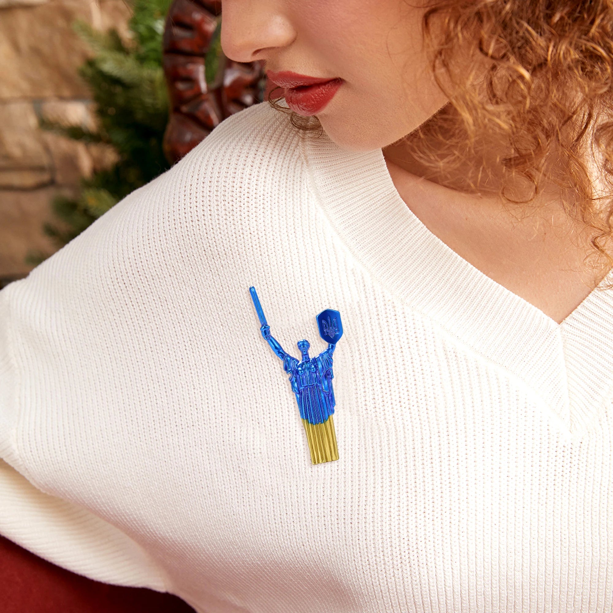 Ukrainian Motherland Statue Brooches for