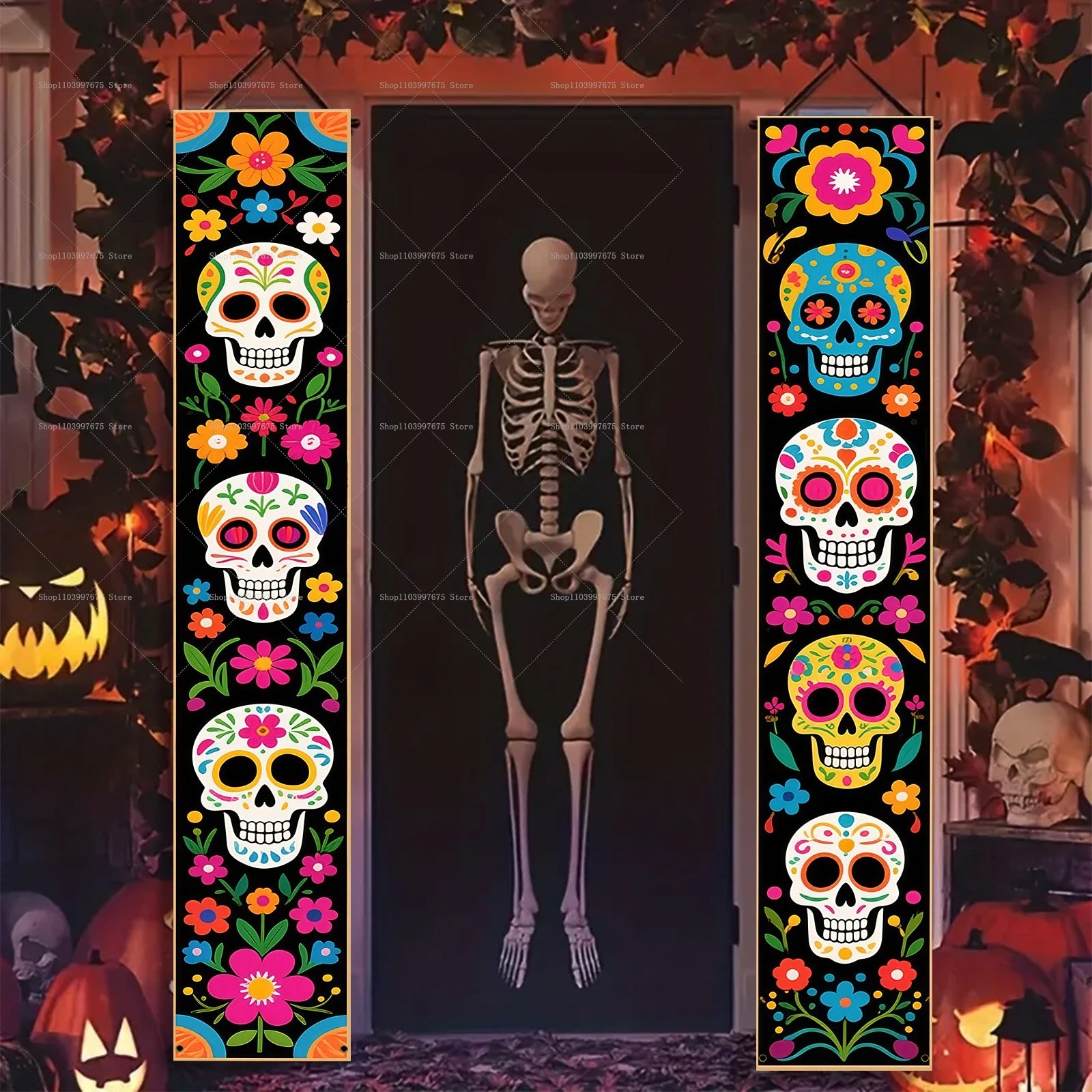 2PCS Mexican Day of The Dead Porch Sign