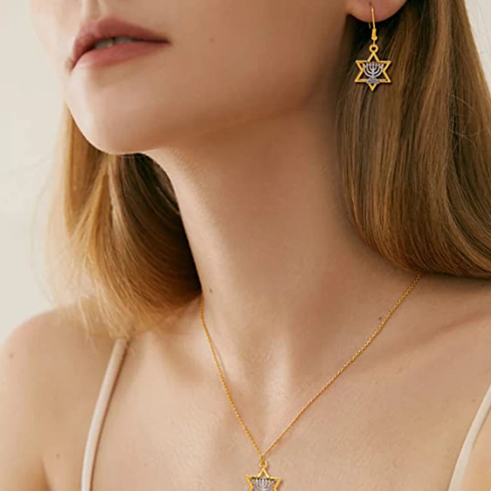 LIKGREAT Hanukkah Menorah Candles Drop Earrings
