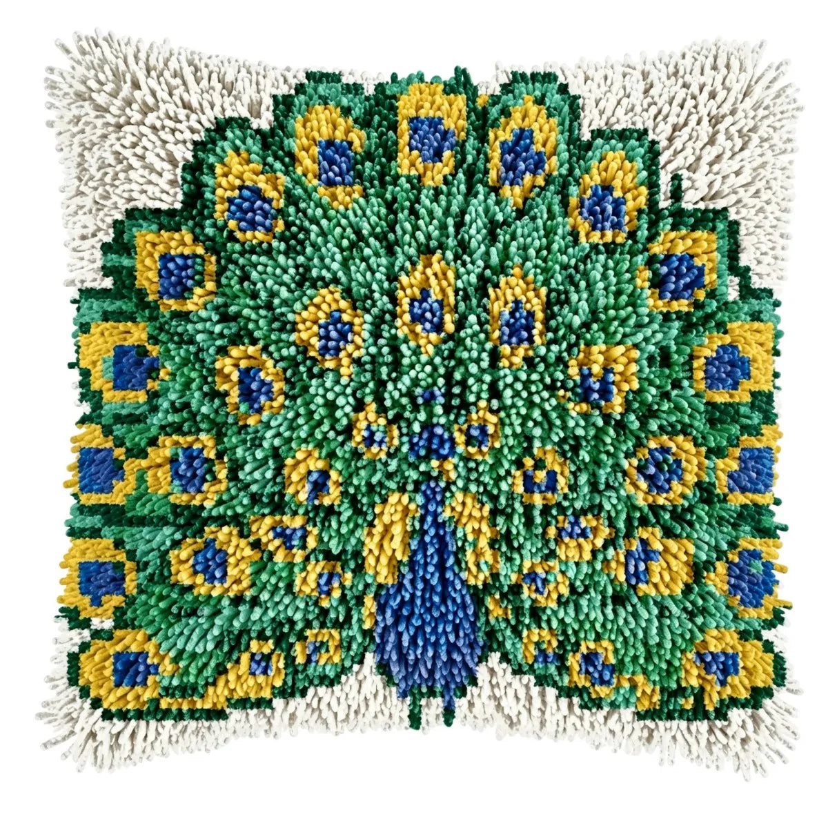 Beautiful Peacock DIY Latch Hook Pillow Cover Kit