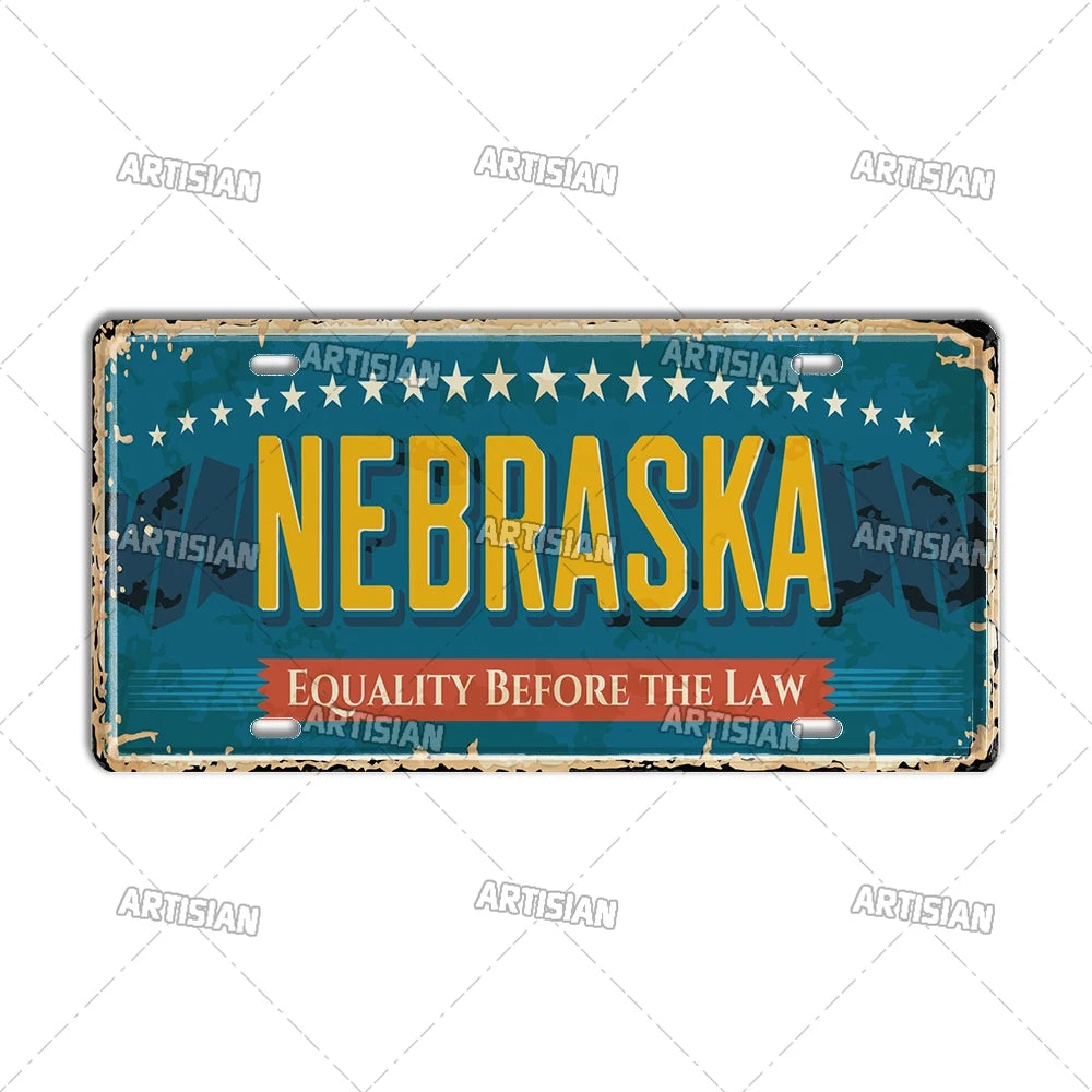 USA License Plate Landmark Metal