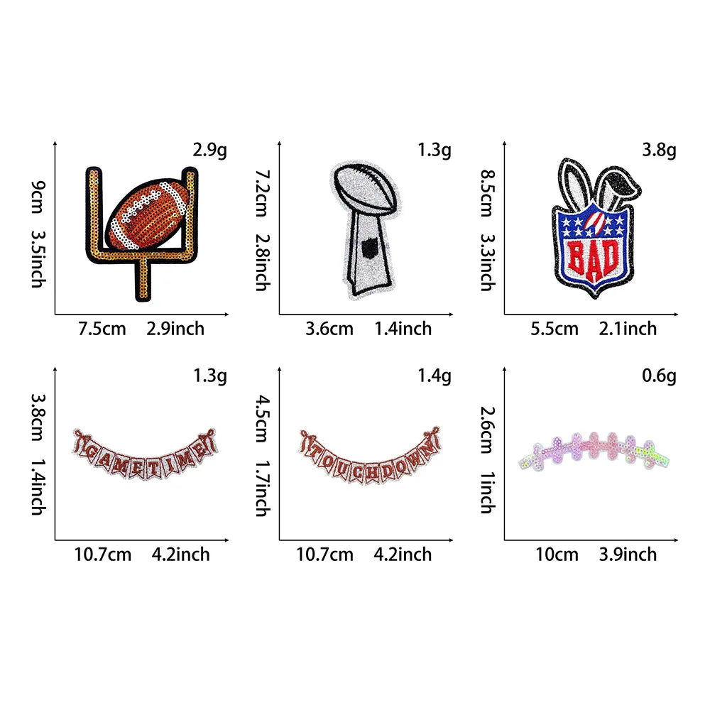 6pcs/set Rugby Ironing Patches