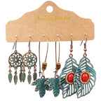 Vintage Bronze Irregular Geometric Triangle Arrow Tassel Dangle Earrings