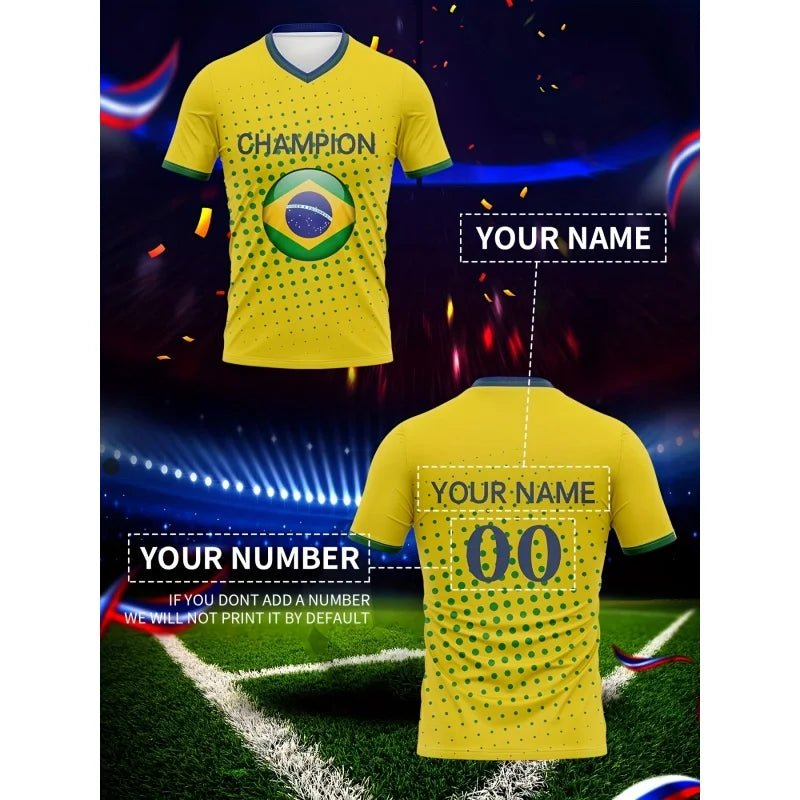 Brazil Football Pattern Tee Shirt