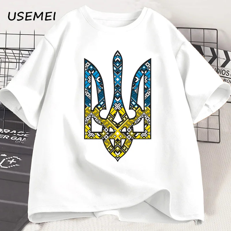 Ukraine Emblem Printed T-shirt O-Neck
