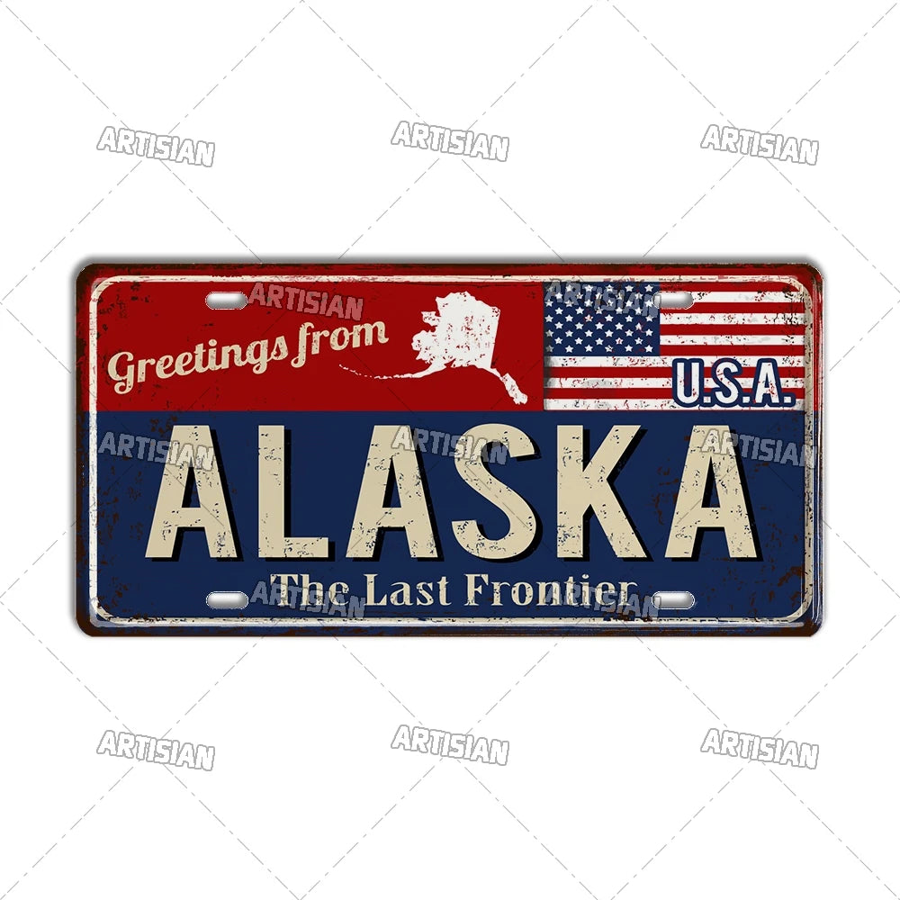 Greeting from USA States Landmark License Plate