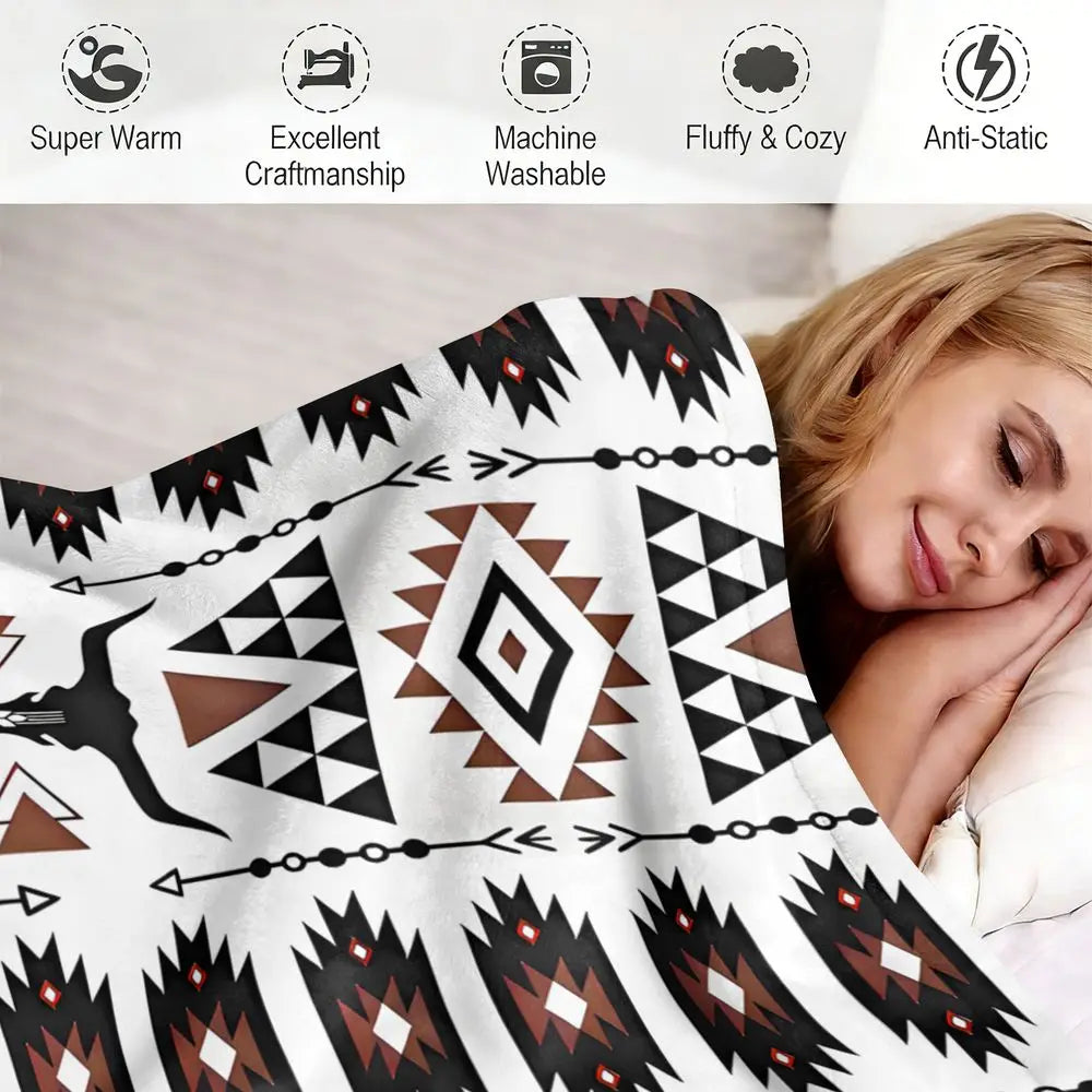 Southwestern Geometric Flannel Blanket Native American