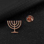 Jewish menorah men's brooch stainless steel lapel pin