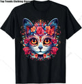 Cute Sugar Skull Cat Dia De Los Muertos Day of The Dead T-Shirt Mexican