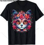 Cute Sugar Skull Cat Dia De Los Muertos Day of The Dead T-Shirt Mexican