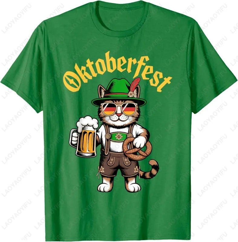 Funny Oktoberfest Cute Cat Pretzel Beer Funny Party Adults T-Shirt