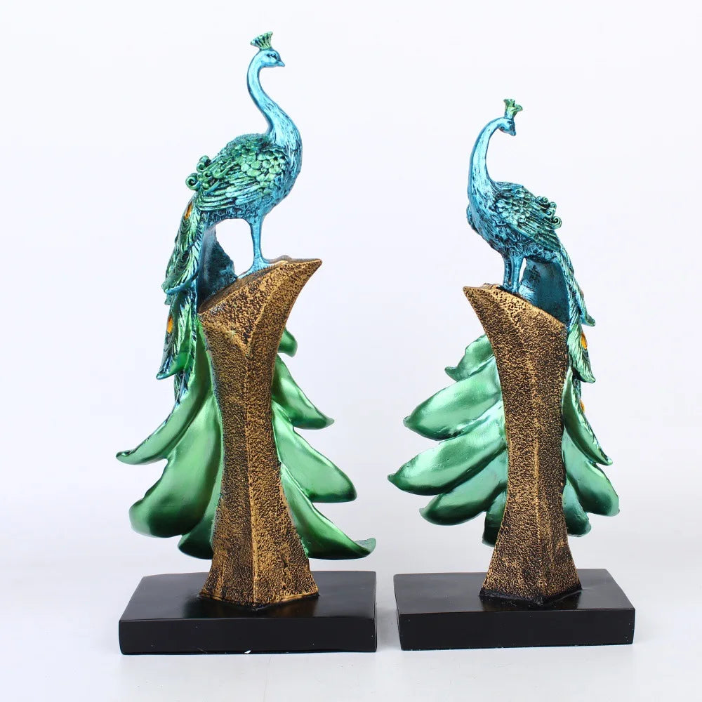 Peacock Decor Statue Sculpture