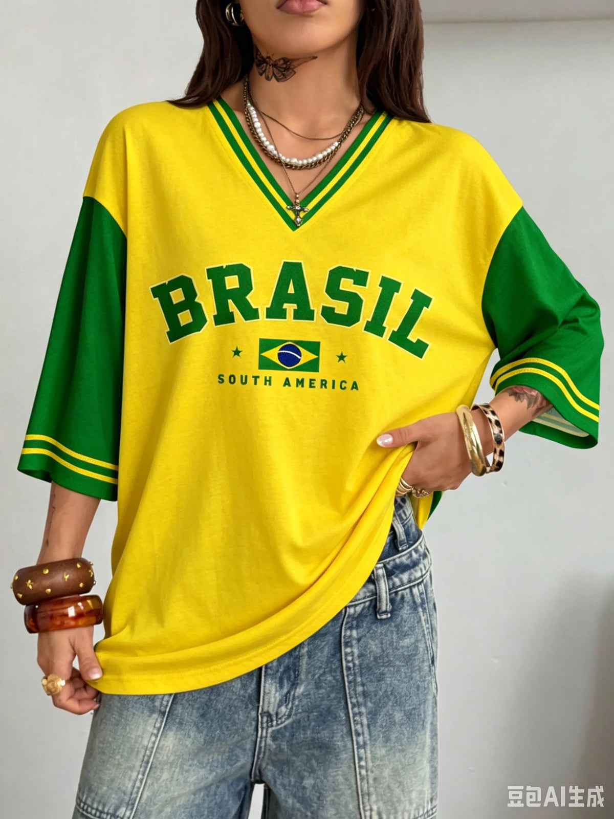 Brazil Letter Flag Graphic Tee