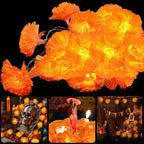 5 Ft LED Orange Marigold Lights for Day of The Dead, Halloween, and Diwali