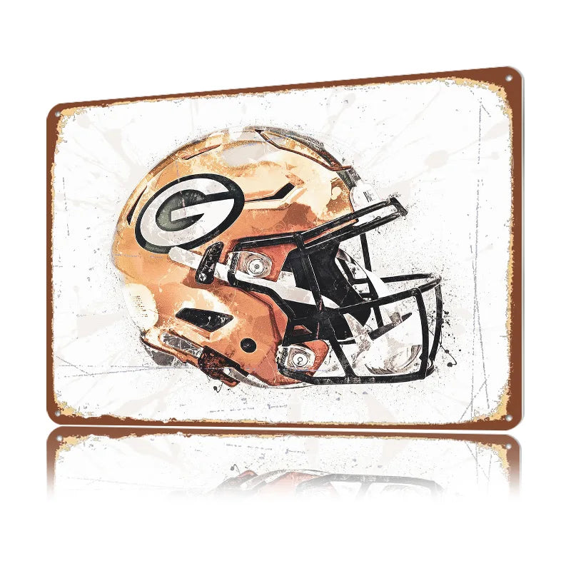 Green Bay Packers Helmet Personalized 3D Textured Metal Poster