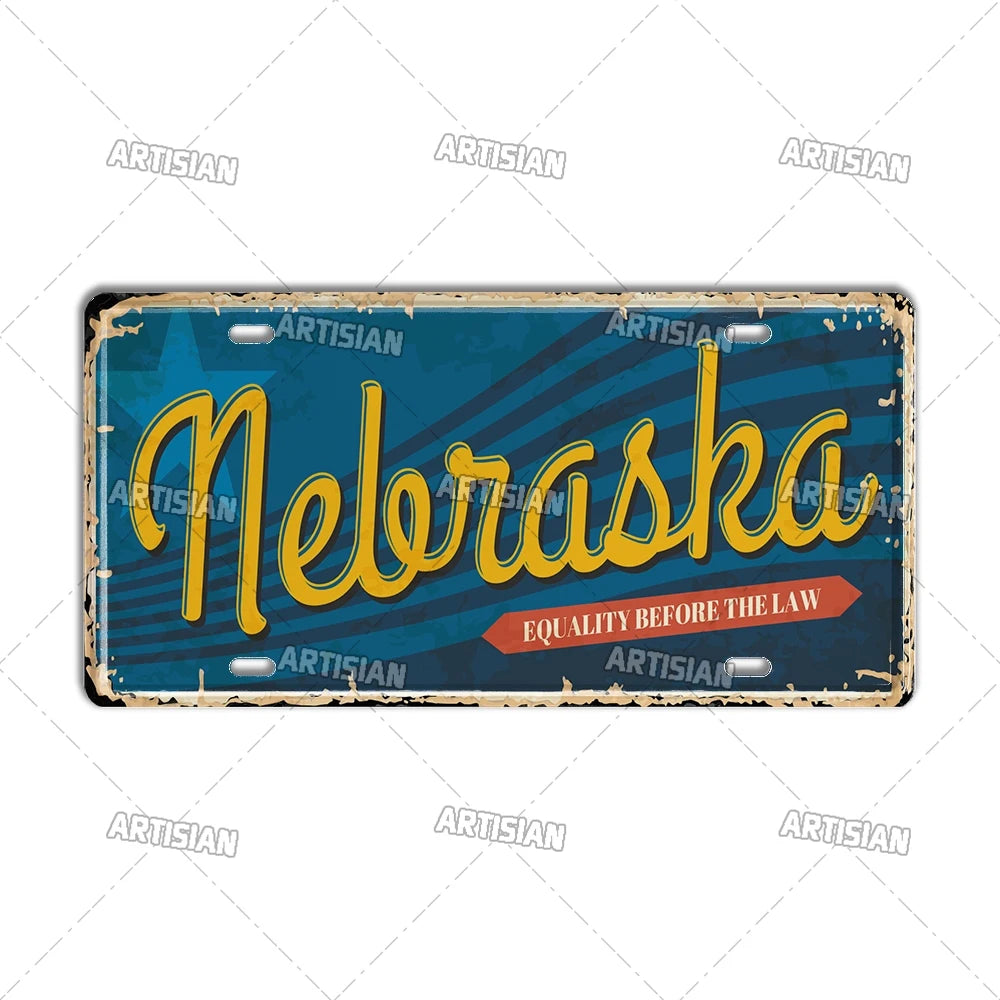 USA License Plate Landmark Metal