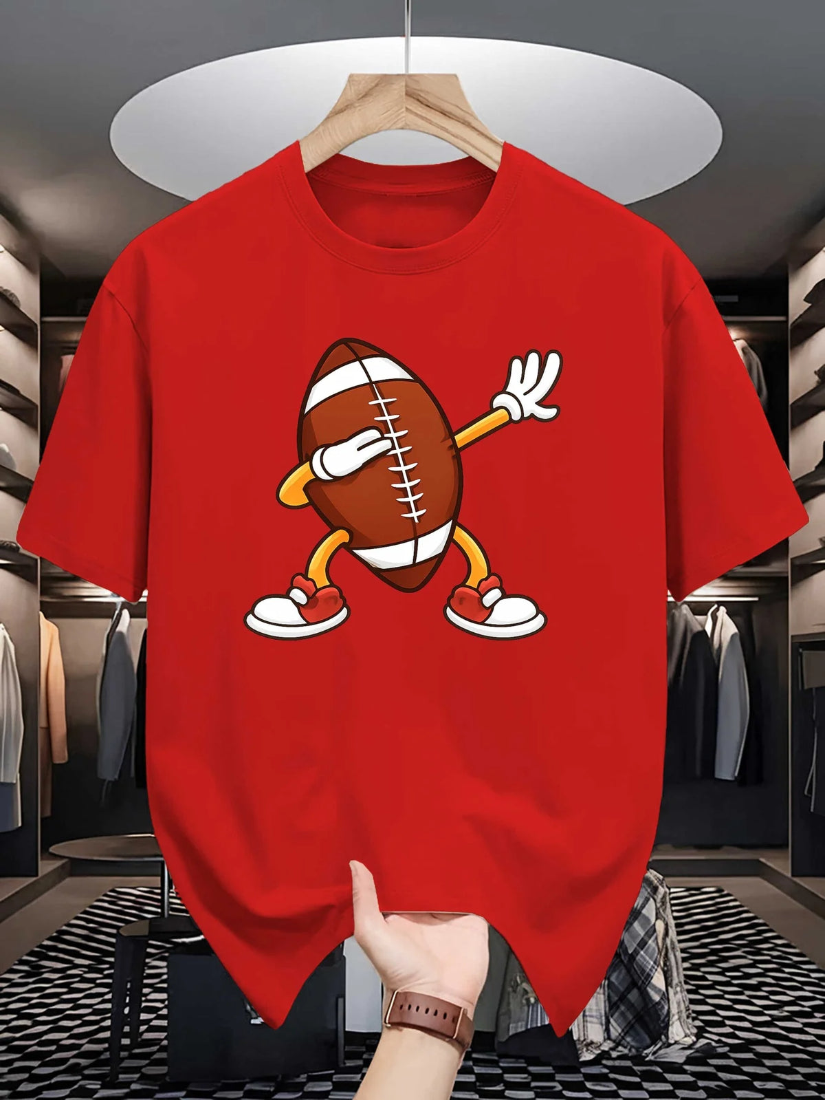 Mens Crew Neck T Shirt Dabbing American Football