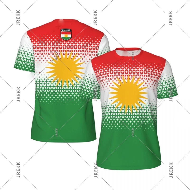 Kurdish Flag Print T-shirt For Men Football Sport