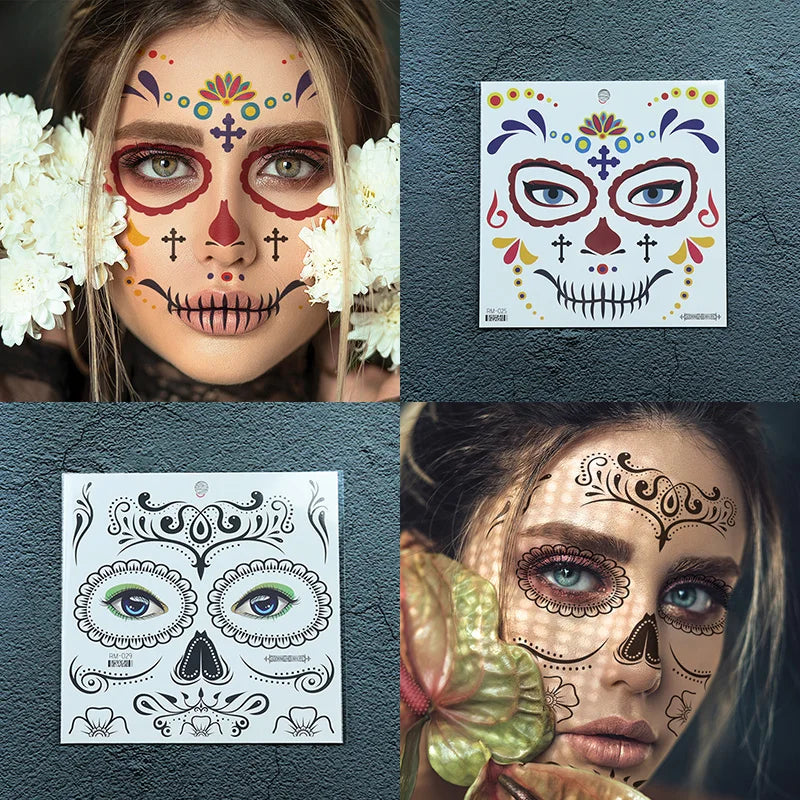 Day of the Dead Face Temporary Sticker Kit