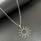Stainless Steel Crystal Sunflower Necklace