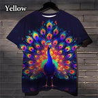 3D Peacock Feather Pattern Casual T-shirt