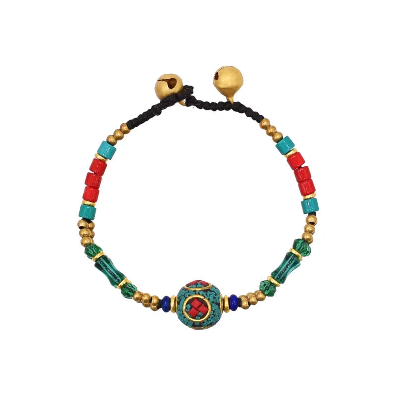 Vintage Tibetan Ethnic Colorful Stone Bead Bracelet