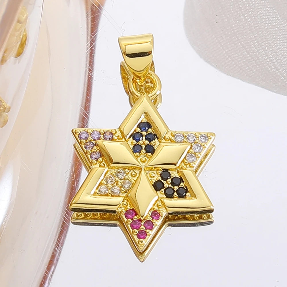 Gold Plated Handmade Colorful Star Of David Charms