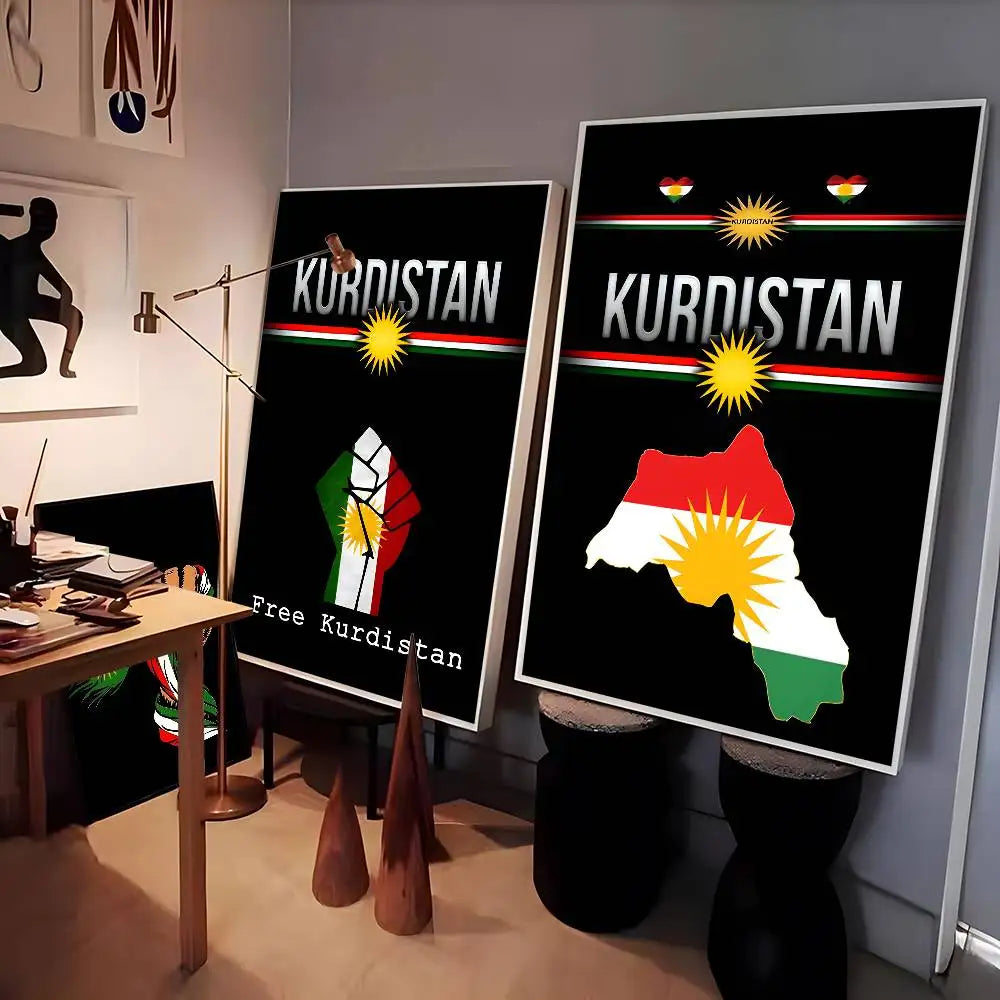 Vintage Waterproof Kurdistan Flag Poster
