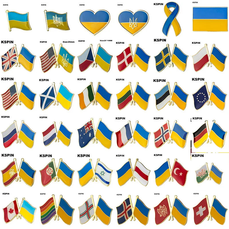 Ukraine Flag Badge with Other Countries