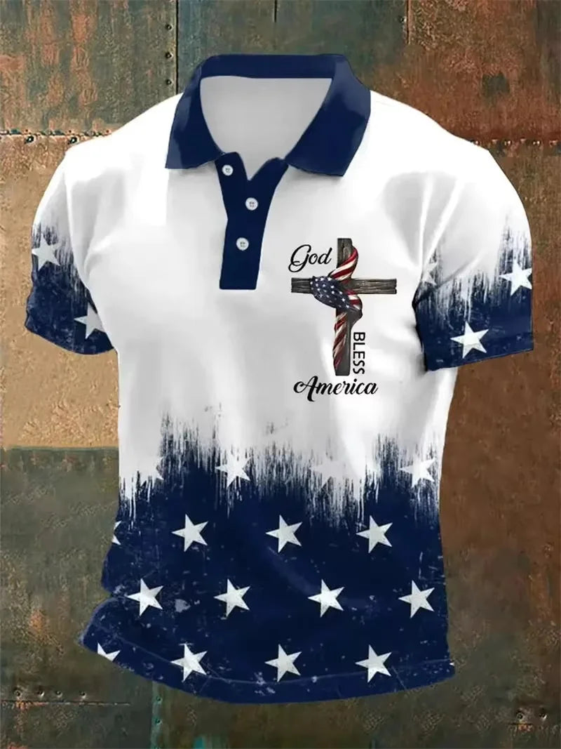 America 250th Anniversary Polo Shirt USA Flag