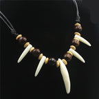 Tribal Imitation Wolf Teeth Beaded Necklace