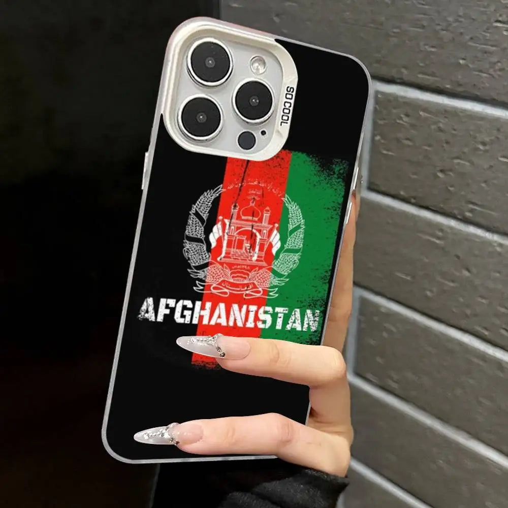Afghanistan Flag Silver Plated Inside Phone Case For iPhone