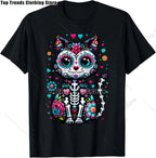 Cute Sugar Skull Cat Dia De Los Muertos Day of The Dead T-Shirt Mexican