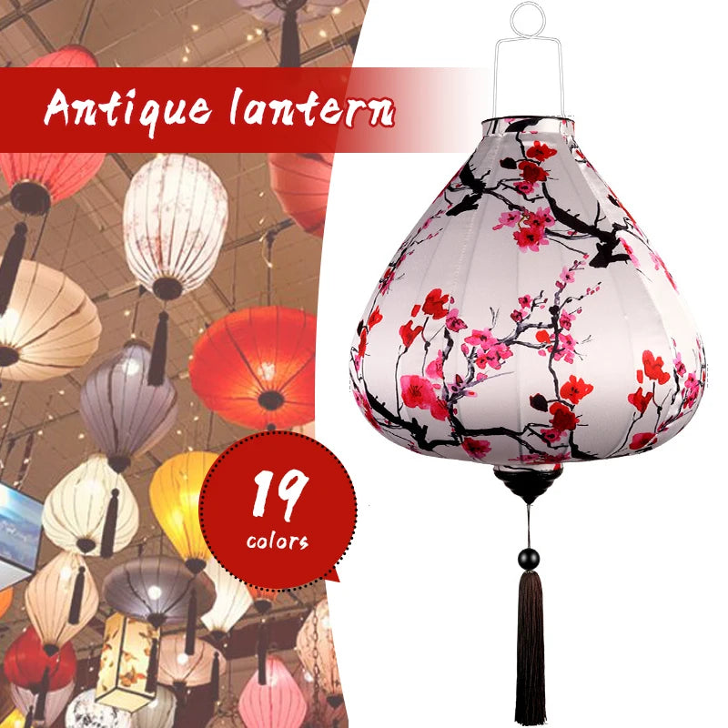 Chinese Silk Ancient Style Floral Hanging Lantern
